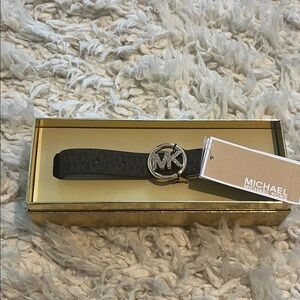 Michael Kors Black Leather Bracelet with Gold Accents